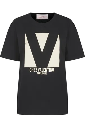 VALENTINO Tops, Dames, Zwart, 2Xs, Katoen, Zwart Katoenen Jersey T-shirt met Print