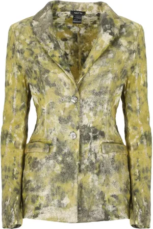 AVANT TOI Jassen, Dames, Geel, S, Linnen, Gouden Camouflage Linnen Blazer Vrouw