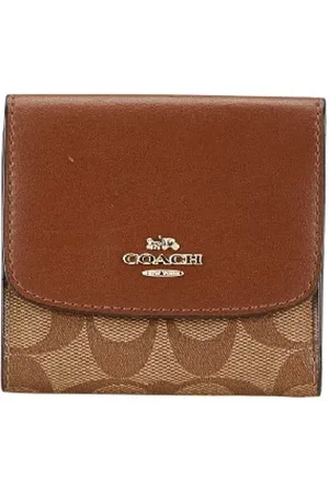 Coach Pre-owned, Dames, Bruin, ONE Size, Leer, Pre-owned Canvas wallets