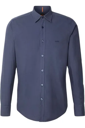 HUGO BOSS Overhemden, Heren, Blauw, XL, Katoen, Regular Fit Katoenen Overhemd