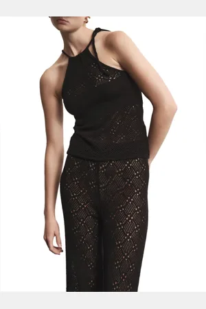 AKEP Tops, Dames, Zwart, M, Katoen, Zwarte Gehaakte Tanktop