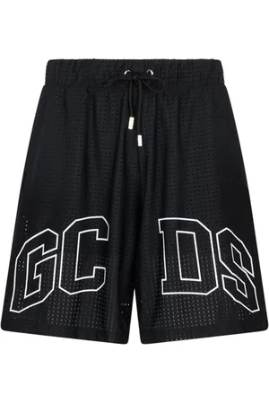 GCDS Badkleding, Heren, Zwart, XL, Nylon, Zwarte sportieve shorts met logodetails