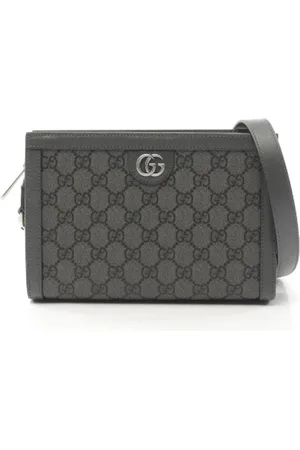 Gucci Pre-owned, Heren, Grijs, ONE Size, Leer, Pre-owned Canvas crossbody-bags