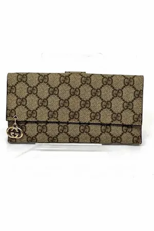 Gucci Pre-owned, Dames, Bruin, ONE Size, Leer, Pre-owned Canvas wallets