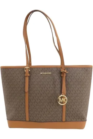 Michael Kors Pre-owned, Dames, Bruin, ONE Size, Pre-owned Canvas shoulder-bags