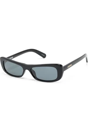 Jacquemus Accessoires, Dames, Zwart, ONE Size, Zwarte vierkante zonnebril met logo