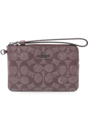 Coach Pre-owned, Dames, Bruin, ONE Size, Leer, Pre-owned Canvas clutches