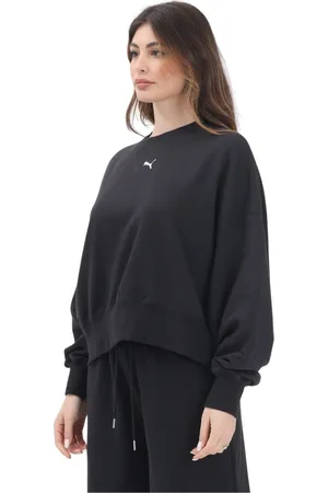 PUMA Sweatshirts & Hoodies, Dames, Zwart, S, Katoen, Zwarte Crew Neck Sweater Essentials