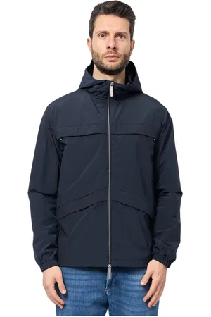 afterlabel Jassen, Heren, Blauw, 2Xl, Blauwe hoodie met ritssluiting zakken