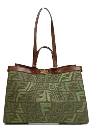 Fendi Pre-owned, Dames, Groen, ONE Size, Pre-owned Cotton fendi-bags