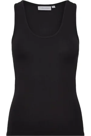 Calvin Klein Tops, Dames, Zwart, S, Katoen, Ribgebreide Tanktop
