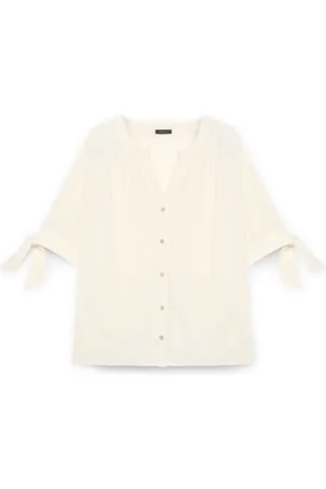 Fiorella rubino Blouses & Shirts, Dames, Wit, XL, Blouse met knoop aan de mouwen
