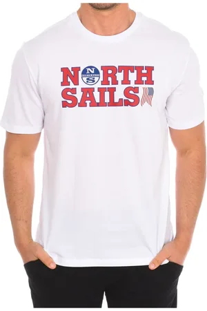 North Sails Tops, Heren, Wit, XL, Katoen, T-shirt met korte mouwen en merkprint