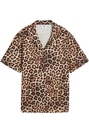 PUMA Blouses & Shirts, Dames, Veelkleurig, S, Luipaardprint Relaxte Fit Shirt