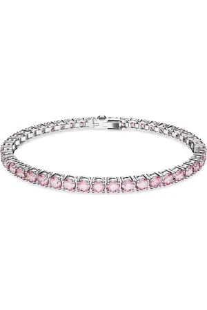 Swarovski Accessoires, Dames, Roze, ONE Size, Matrix Tennis Armband, Roze Rhodium Plated