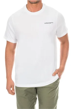 Hackett Tops, Heren, Wit, XL, Katoen, T-shirt met korte mouwen en geribbelde afwerking