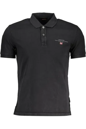 Napapijri Tops, Heren, Zwart, M, Katoen, Elegant Zwart Geborduurd Poloshirt
