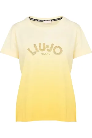 Liu Jo Tops, Dames, Veelkleurig, L, Katoen, Katoenen Ronde Hals Korte Mouw T-shirt