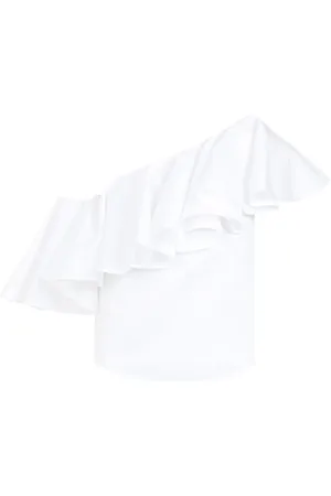 Giambattista Valli Blouses & Shirts, Dames, Wit, S, Katoen, Witte Asymmetrische One Shoulder Top