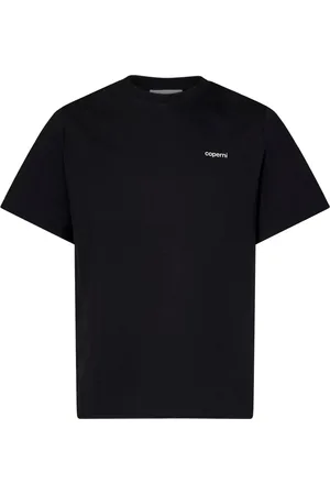 COPERNI Tops, Dames, Zwart, S, Katoen, Zwarte Ruffle Logo Boxy T-shirt