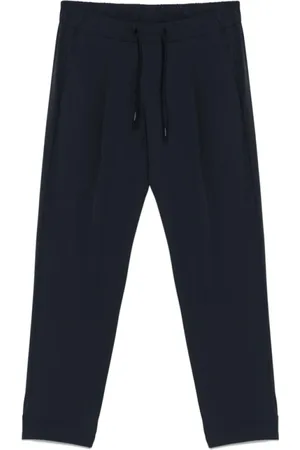 HERNO Broeken, Dames, Blauw, M, Donkerblauwe Logo Appliqué Broek