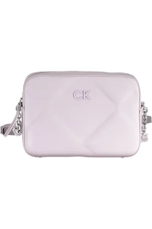 Calvin Klein Tassen, Dames, Paars, ONE Size, Polyester, Paarse Schoudertas met Verstelbare Band