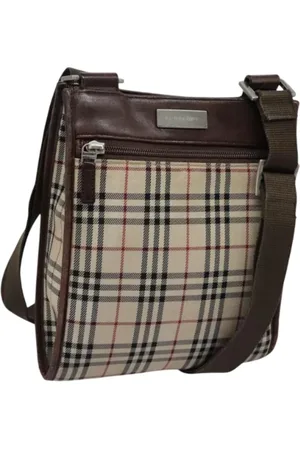 Burberry Pre-owned, Dames, , ONE Size, Leer, Pre-owned Canvas shoulder-bags