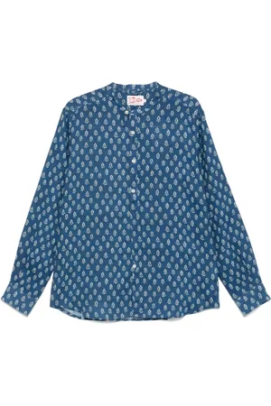 MC2 SAINT BARTH Overhemden, Heren, Blauw, L, Blauw en wit overhemd voor mannen