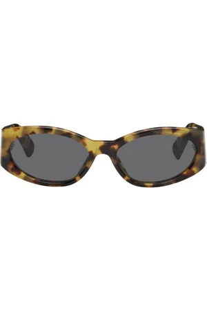 Jacquemus Accessoires, Dames, Bruin, ONE Size, Bruine Ovalo Zonnebril met Schildpad Detail