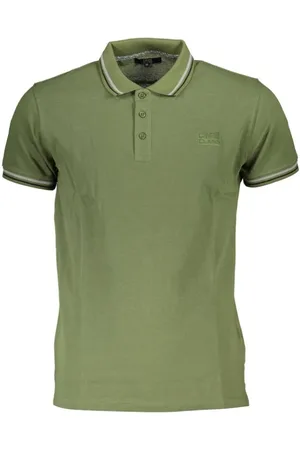 Roberto Cavalli Tops, Heren, Groen, M, Katoen, Groen Katoenen Poloshirt met Borduurwerk