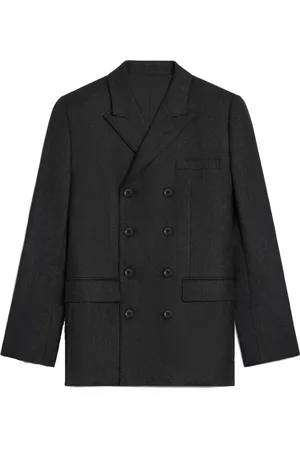 Céline Jassen, Heren, Grijs, M, Wol, Grijze Wollen Blazer Jas Aw 24