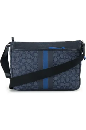 Coach Pre-owned, Heren, Blauw, ONE Size, Leer, Pre-owned Canvas crossbody-bags
