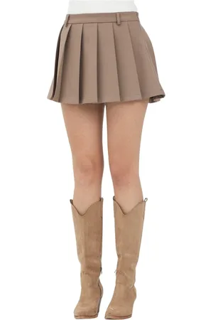 VICOLO Rokken, Dames, Bruin, S, Bruine Geplooide hoge taille rok
