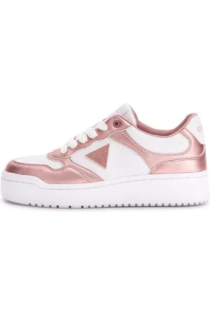 Guess Schoenen, Dames, Wit, 40 EU, Leer, Wit Roze Leren Sneakers