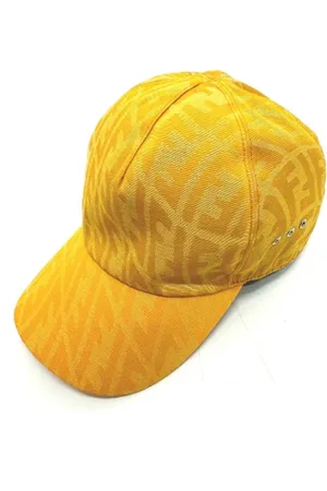 Fendi Pre-owned, Dames, Geel, ONE Size, Katoen, Pre-owned Cotton hats