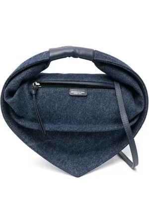 Federico Cina Tassen, Dames, Blauw, ONE Size, Indigo Blauwe Schoudertas met Rits
