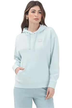 PUMA Sweatshirts & Hoodies, Dames, Blauw, L, Verhoogde Blauwe Hoodie Damesmode