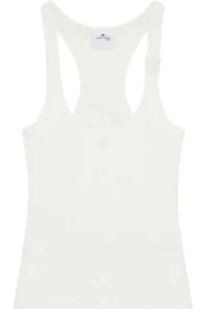 Courrèges Tops, Dames, Wit, M, Katoen, Witte Gesp Tank Top