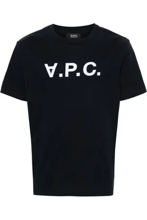 A.P.C. Tops, Heren, Blauw, S, Katoen, Midnight Jersey Logo T-shirt