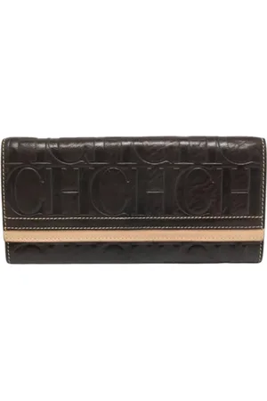 Carolina Herrera Pre-owned, Dames, Bruin, ONE Size, Tweedehands leren portemonnees