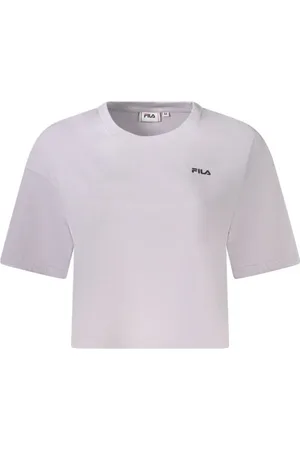 Fila Tops, Dames, Roze, M, Katoen, Roze Katoenen T-shirt met Print Logo