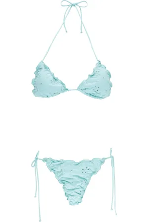 MC2 SAINT BARTH Badkleding, Dames, Blauw, S, Bloemenborduurwerk Lichtblauwe Bikini