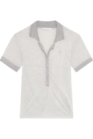 Patrizia Pepe Tops, Dames, Wit, L, Wit Poloshirt met Strass Logo
