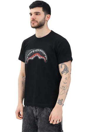 Sprayground Tops, Heren, Zwart, L, Katoen, Haai Print Streetwear T-shirt