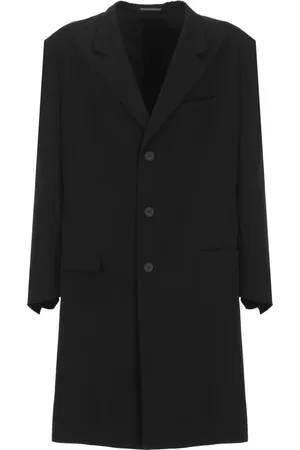 YOHJI YAMAMOTO Mantels, Heren, Zwart, M, Zwarte Pour Homme Jas Klassieke Stijl