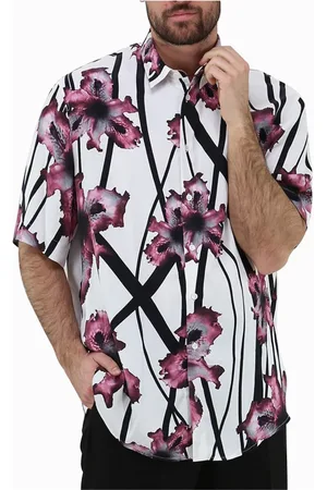 Patrizia Pepe Overhemden, Heren, Veelkleurig, XL, Bloemen Twill Overhemd