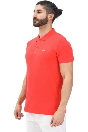 Tommy Hilfiger Tops, Heren, Oranje, 2Xl, Katoen, Oranje Polo Shirt Klassiek Logo
