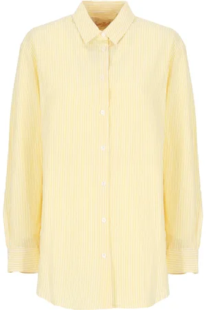 MC2 SAINT BARTH Blouses & Shirts, Dames, Geel, M, Katoen, Gestreepte katoenen overhemd met kraag
