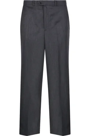 DUNST Broeken, Heren, Grijs, L, Wol, Grijs Melange Semi-Wide Pant
