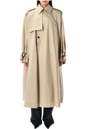 Saint Laurent Mantels, Dames, , S, Katoen, Katoenen Twill Cape Trenchcoat